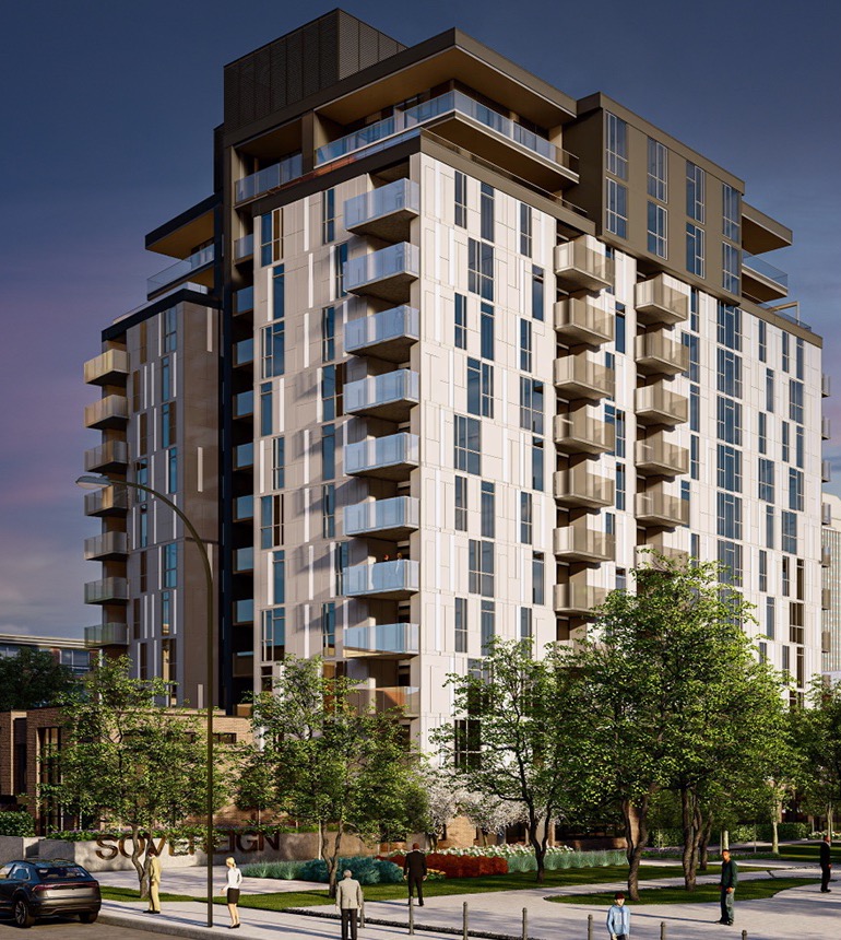 Rendering of Sovereign by Homes by Avi Urban — 12-storey building at 210 18 Avenue SW in Calgary's Mission district